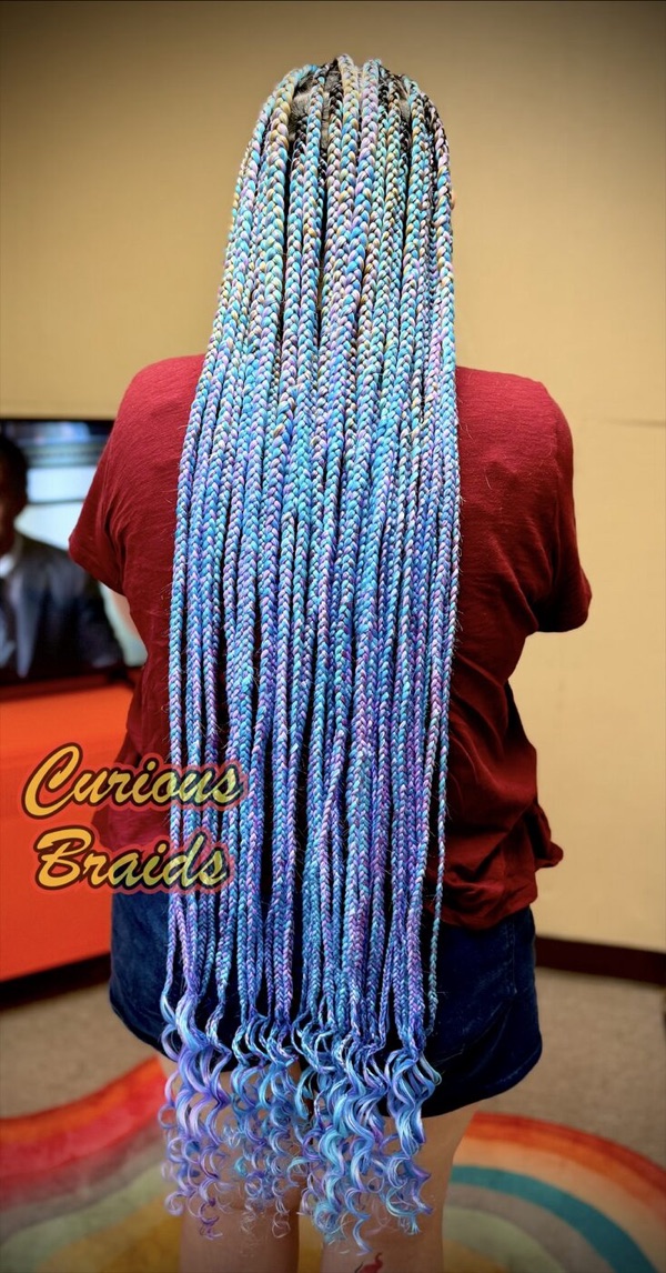 Fulani braids · blue — braided by Curious Braids in Defiance, Ohio