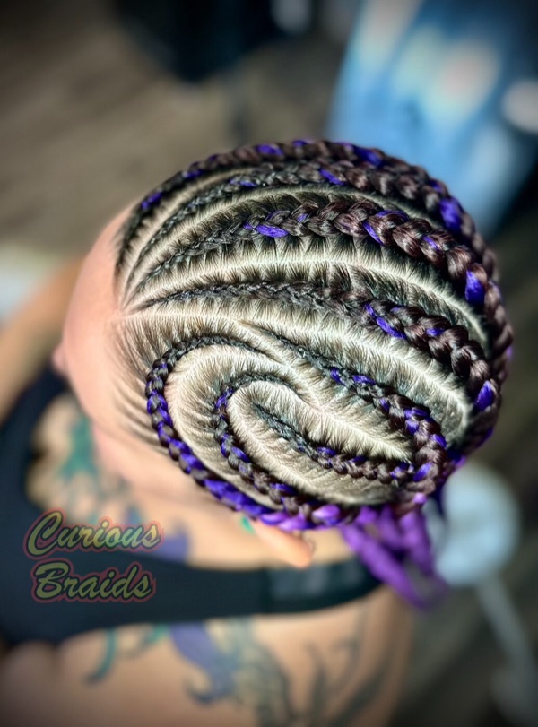 Design braids · purple added — braided by Curious Braids in Defiance, Ohio