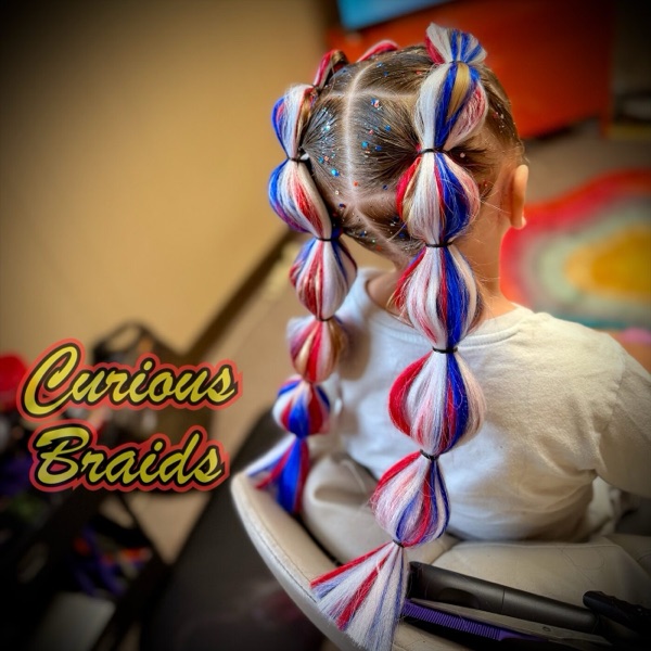 Bubble braids · red, white and blue — braided by Curious Braids in Defiance, Ohio