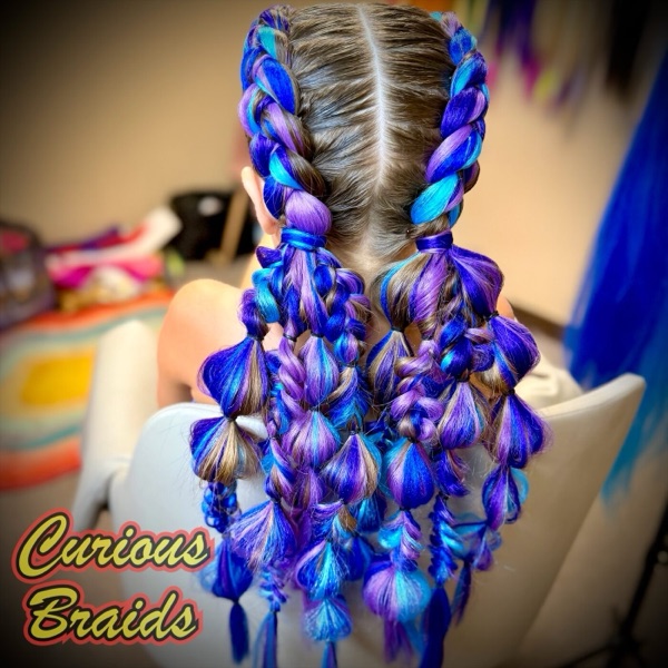 "Festival" braids · blue and purple — braided by Curious Braids in Defiance, Ohio